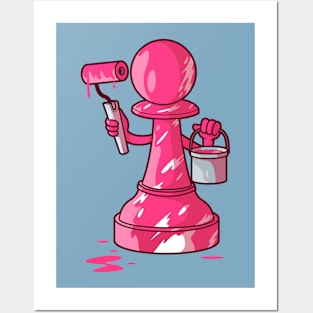 Be Different // Chess Pawn with Pink Paint Posters and Art